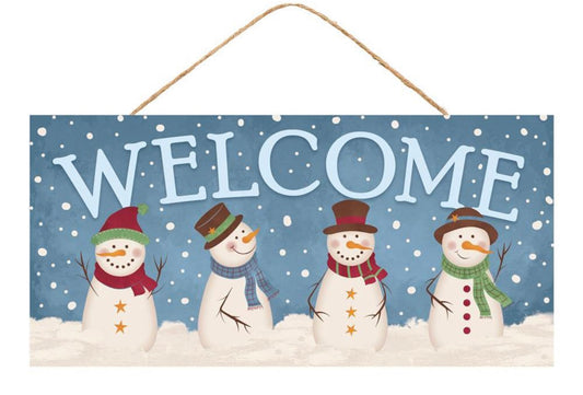 12.5”x6” Welcome Winter Snowman Wreath Sign