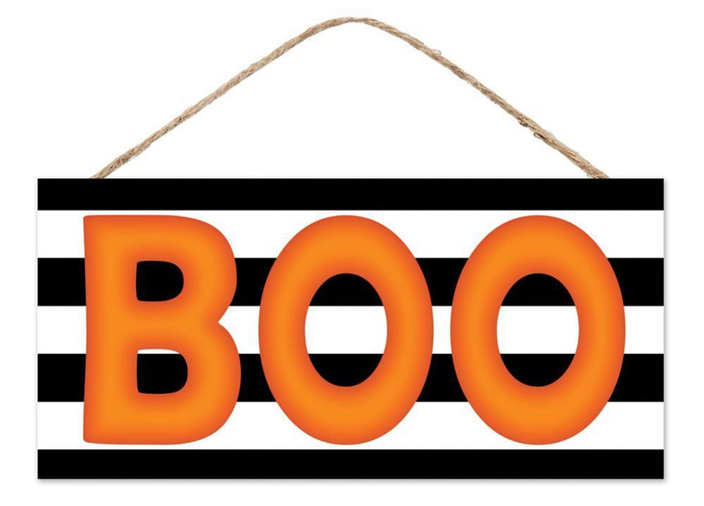 12.5”x6” Black and White Stripe Halloween Boo Wreath Sign