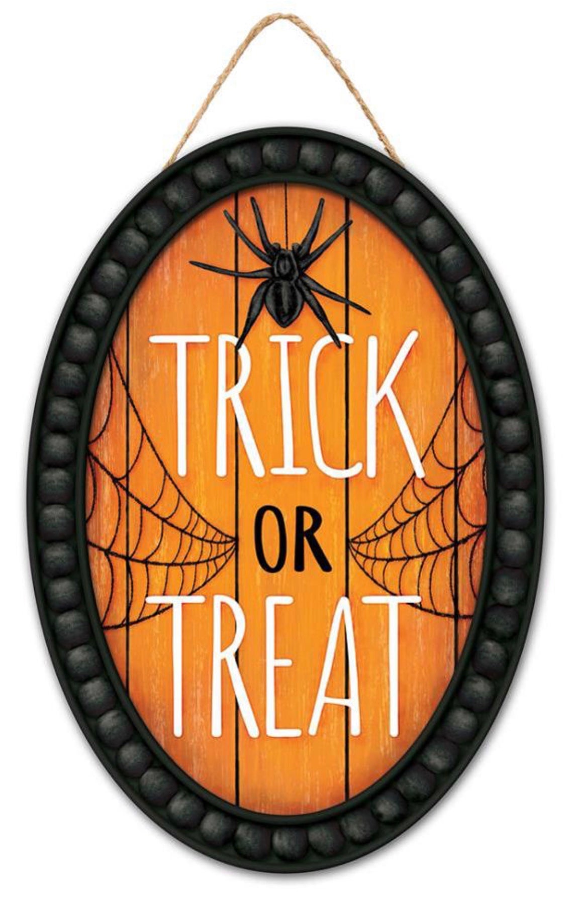 13”x9” Oval Trick or Treat Halloween Wreath Sign