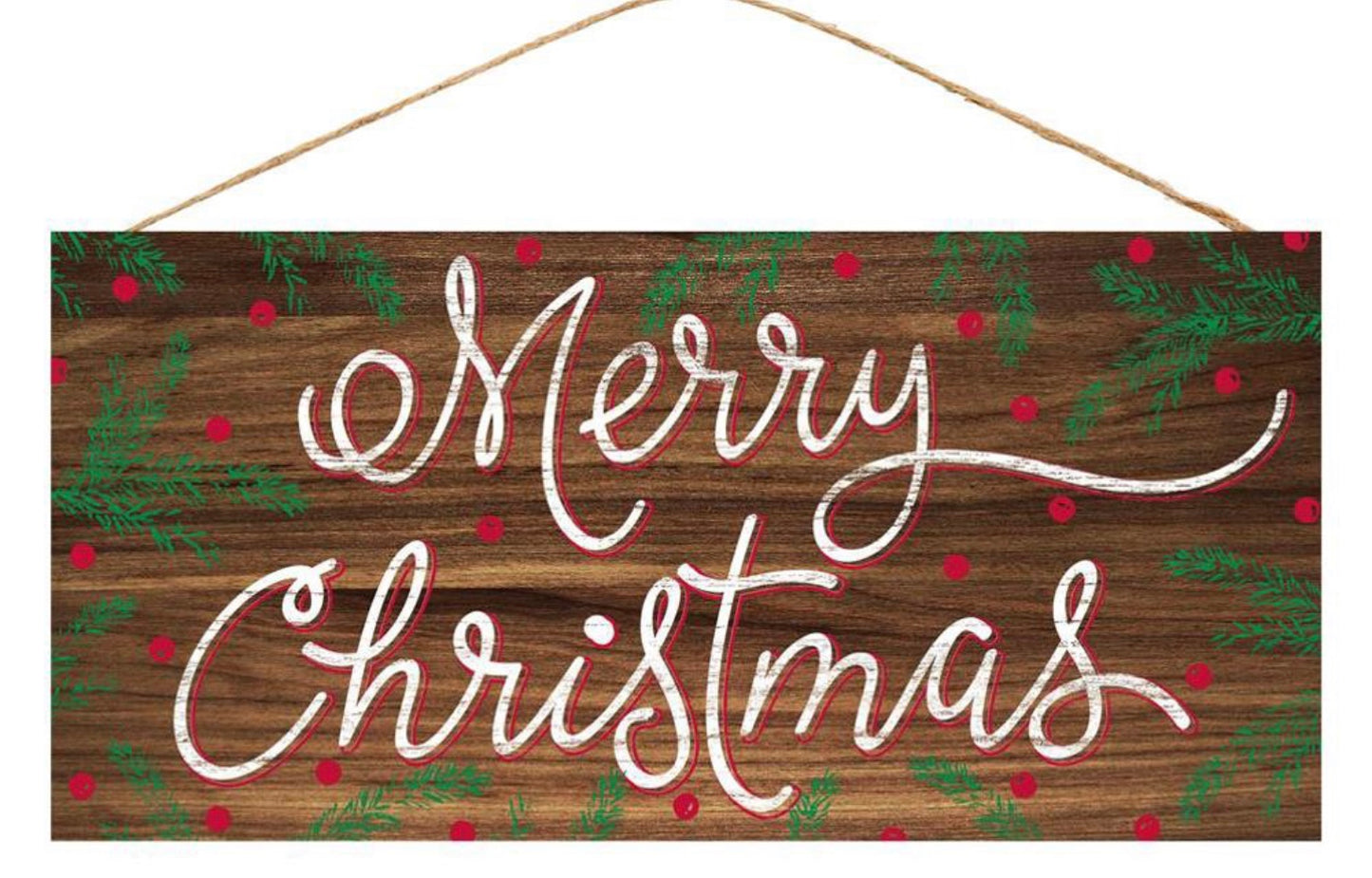 12”x6” Rustic Merry Christmas Wreath Sign