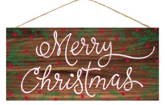 12”x6” Rustic Merry Christmas Wreath Sign