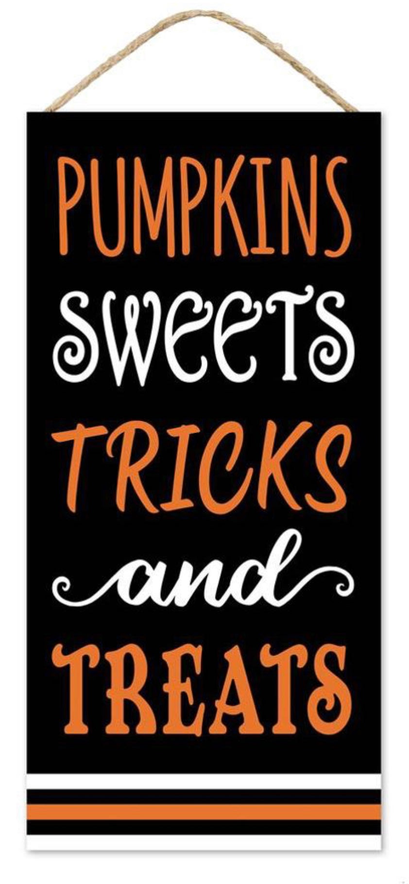 12”x6” Pumpkins, Sweets, Tricks, and Treats Halloween Wreath Sign