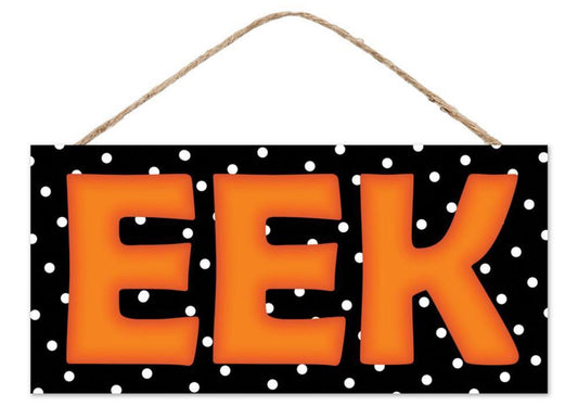 12”x6” Polka Dot EEK Halloween Wreath Sign