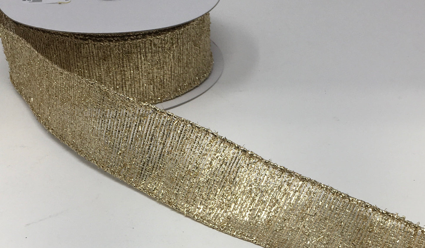 10 Yards - 1.5" Wired Metallic Gold Ribbon