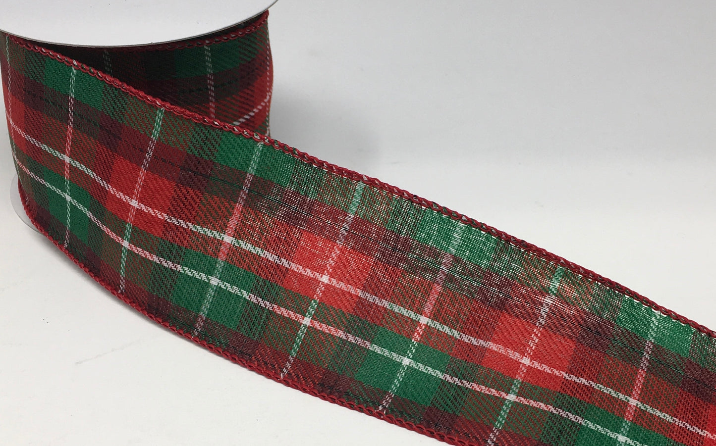 10 Yards - 2.5” Wired Christmas Plaid Ribbon