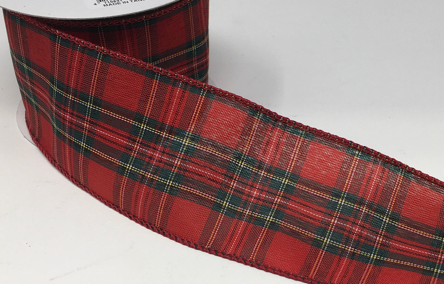 10 Yards - 2.5” Wired Christmas Plaid Ribbon