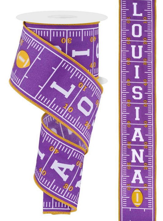 10 Yards - 2.5” Wired Louisiana Football Ribbon