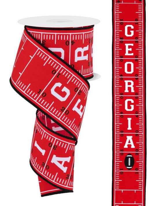 10 Yards - 2.5" Wired Georgia Bulldogs Football Ribbon