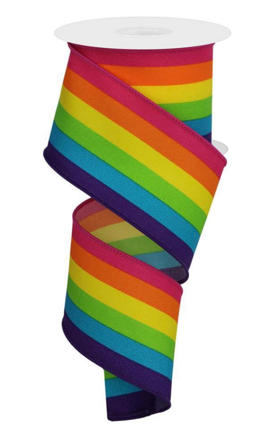 10 Yards - 2.5” Wired Rainbow Ribbon