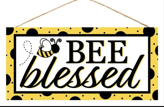 12.5"x6" Bee Blessed Bumblebee Wreath Sign