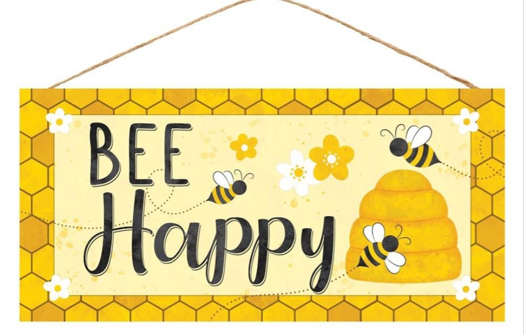 12.5”x6” Bee Happy Wreath Sign