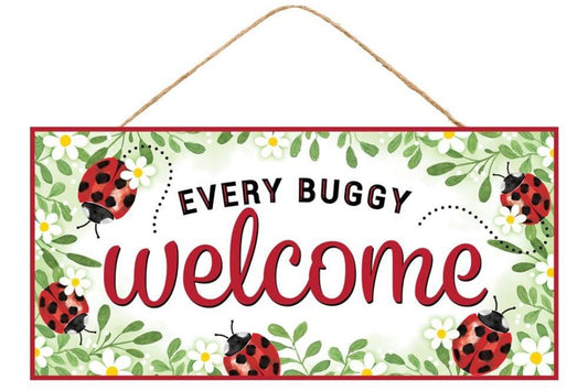 10.5"x6" Every Buggy Welcome Ladybug Wreath Sign