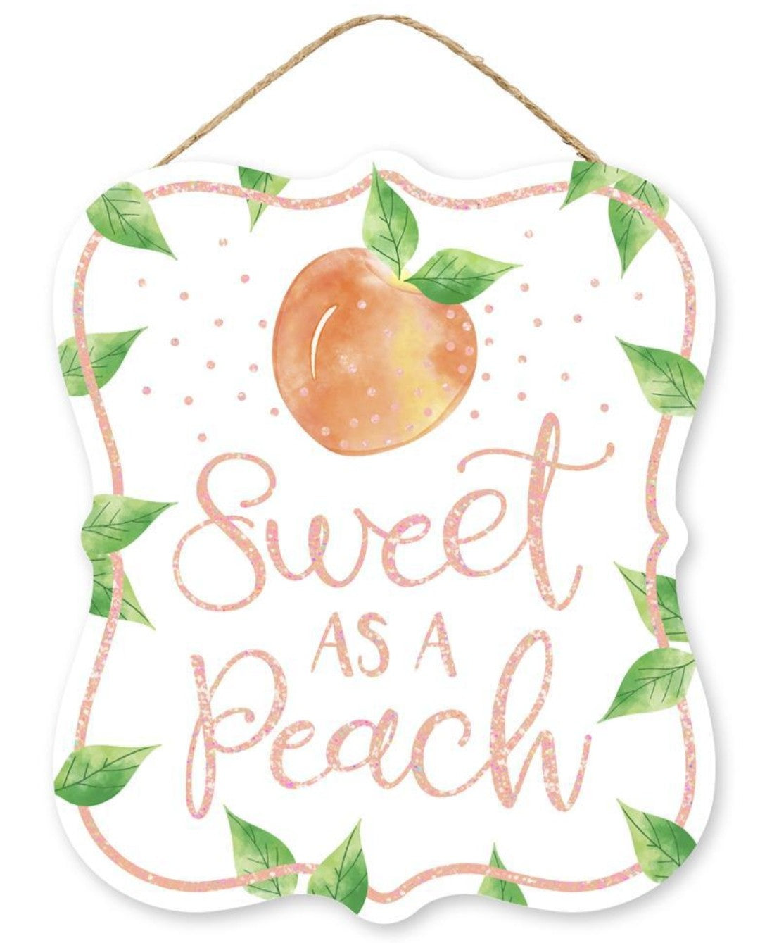 10.5"x9" Sweet as a Peach Wreath Sign with Glitter Accent