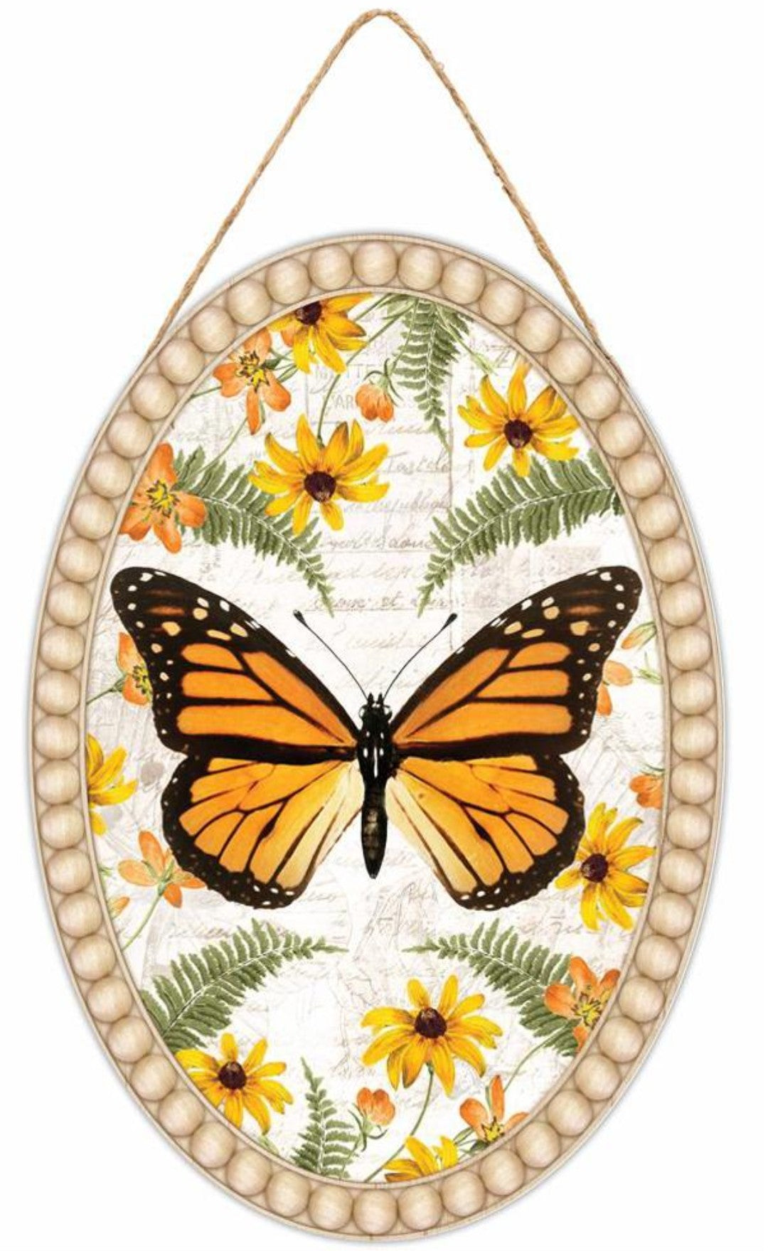 13" Oval Monarch Butterfly Wreath Sign