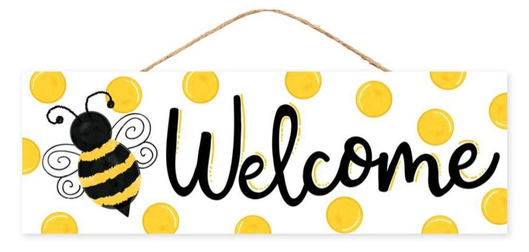 15"x5" Welcome Bumblebee Wreath Sign