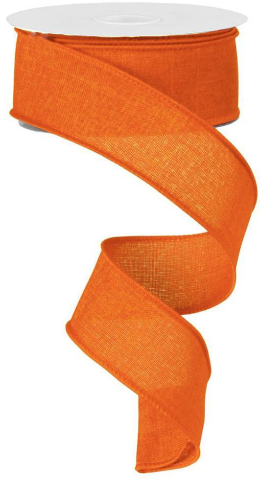 10 Yards - 1.5" Wired Orange Linen Ribbon