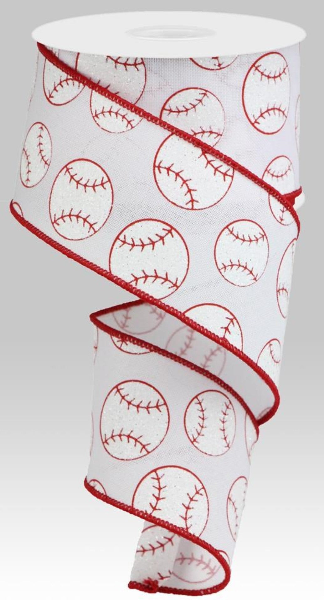 10 Yards - 2.5" Wired Baseball Ribbon with Glitter Accent