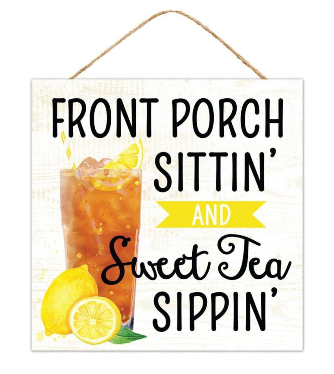 10" Square Front Porch and Sweet Tea Wreath Sign