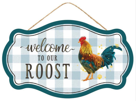 12.5"x6.5" Welcome to Our Roost Wreath Sign