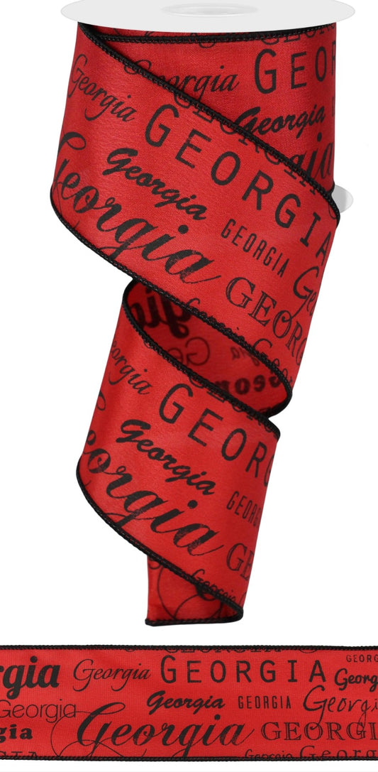 10 Yards - 2.5” Wired Satin Black and Red Georgia Ribbon