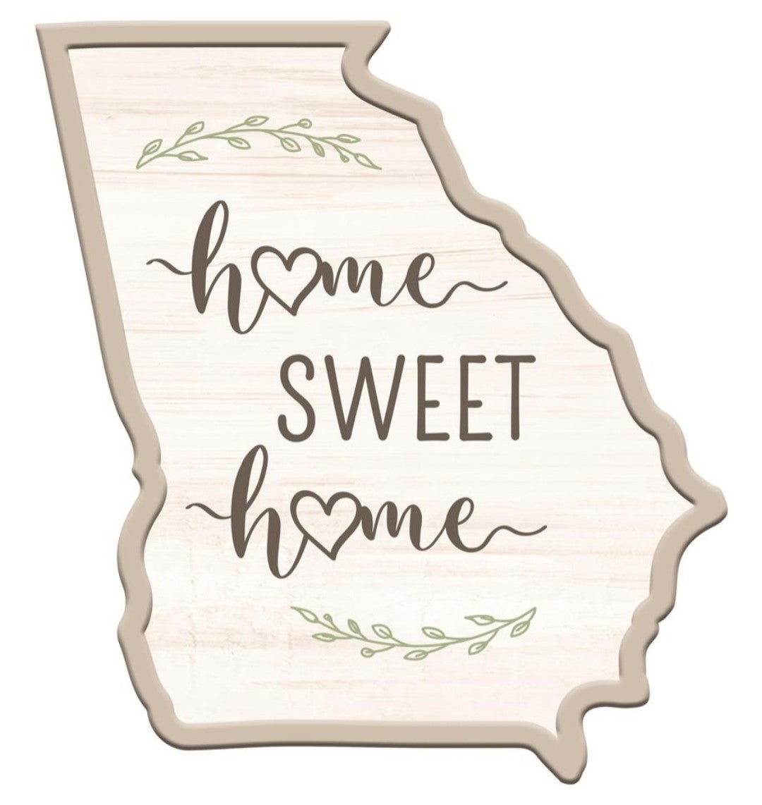 11”x10” Metal Embossed Home Sweet Home Georgia Wreath Sign