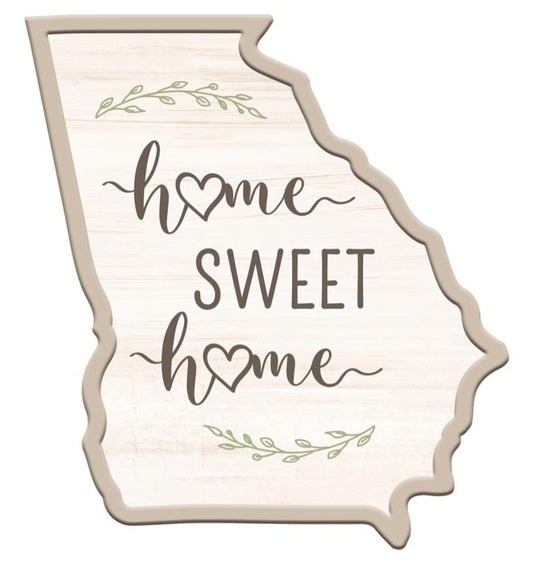 11”x10” Metal Embossed Home Sweet Home Georgia Wreath Sign