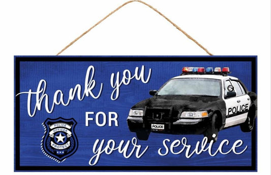 12.5"x6" Thank You for Your Service Police Support Wreath Sign