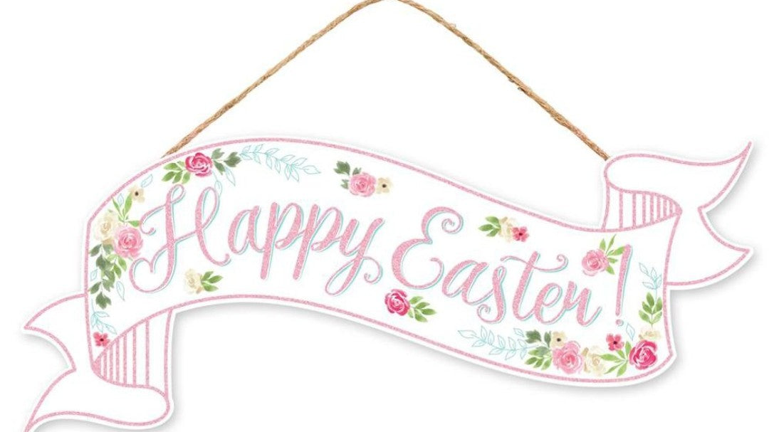 15"x6.25" Happy Easter Banner Sign with Glitter Accent