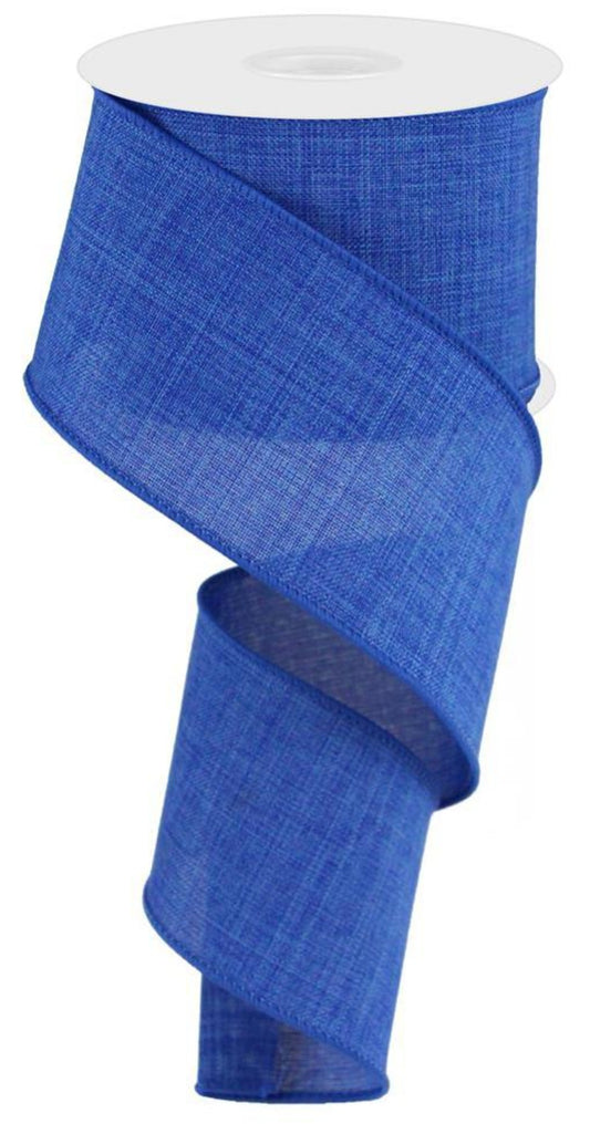 10 Yards - 2.5” Wired Royal Blue Linen Ribbon