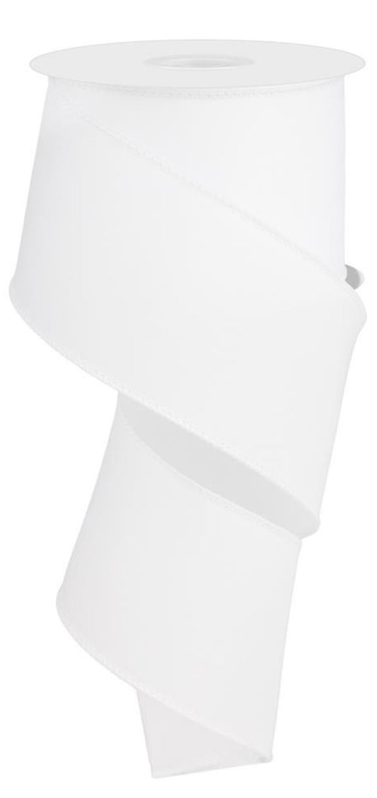 10 Yards - 2.5” Wired Solid White Ribbon