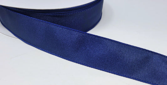 50 Yards - 1.5” Wired Navy Blue Ribbed Satin Ribbon