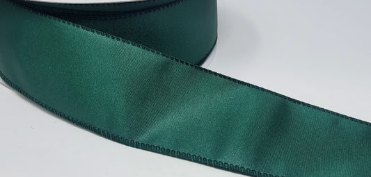 50 Yards - 2.5” Wired Dark Green Ribbed Satin Ribbon