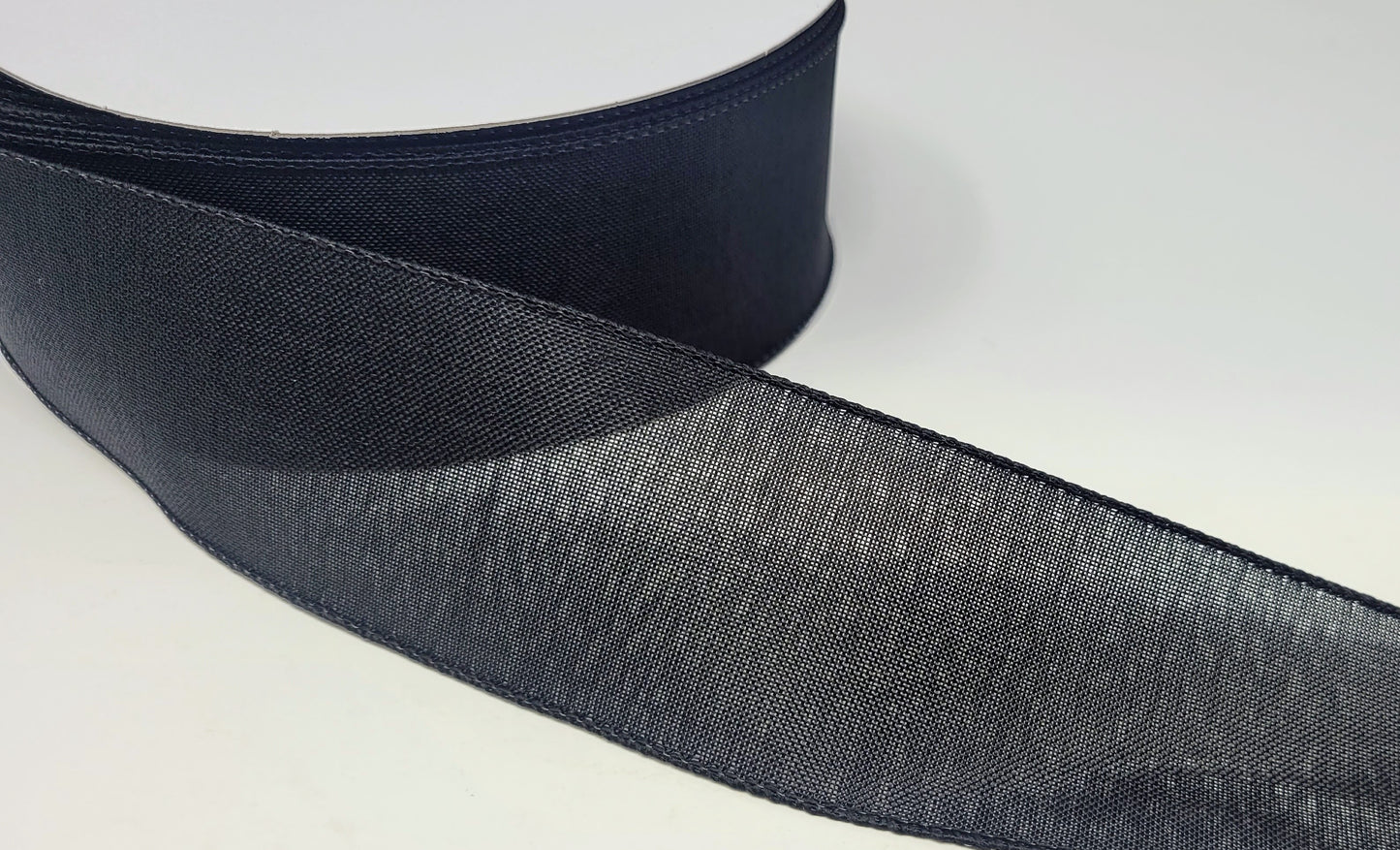 50 Yards - 2.5” Wired Black Linen Ribbon