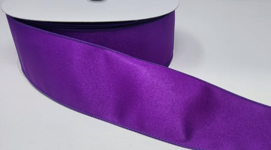 50 Yards - 2.5” Wired Purple Ribbed Satin Ribbon