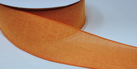 50 Yards - 2.5” Wired Orange Linen Ribbon