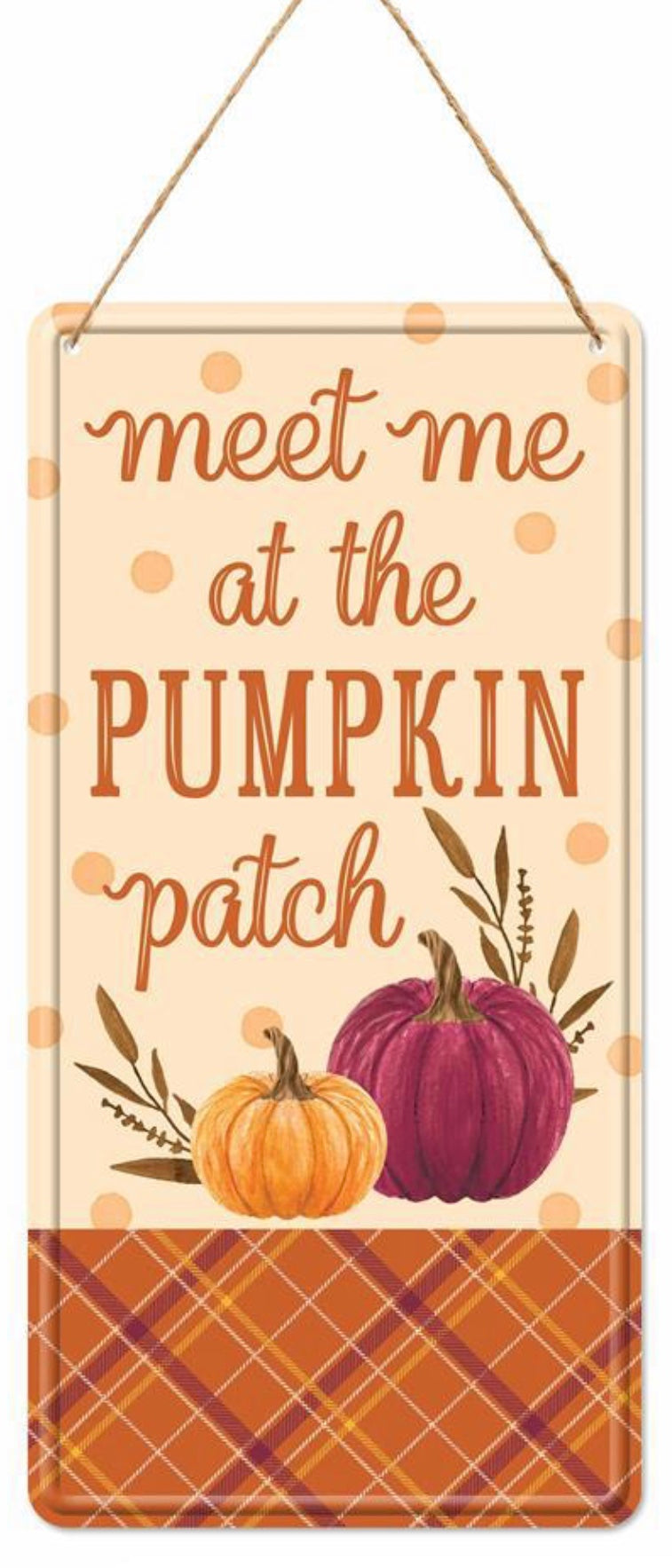 12”x6” Metal Meet Me at the Pumpkin Patch Fall Pumpkin Wreath Sign