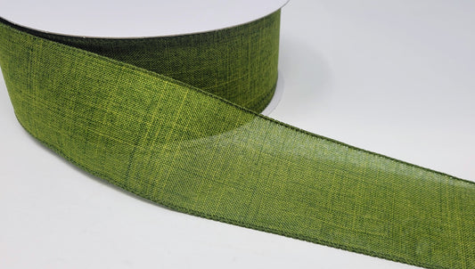 50 Yards - 2.5” Wired Olive Green Linen Ribbon