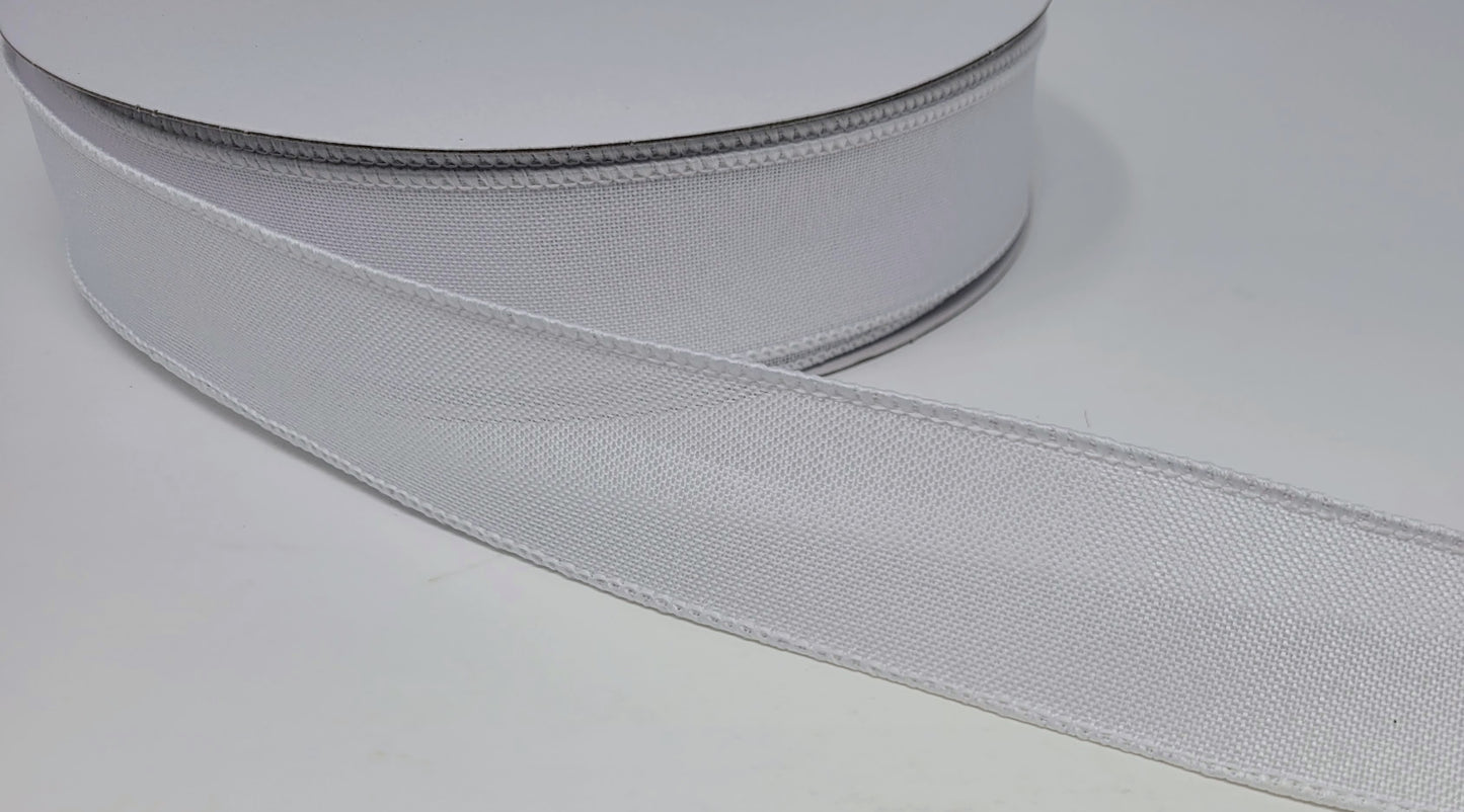 50 Yards - 1.5” Wired White Linen Ribbon