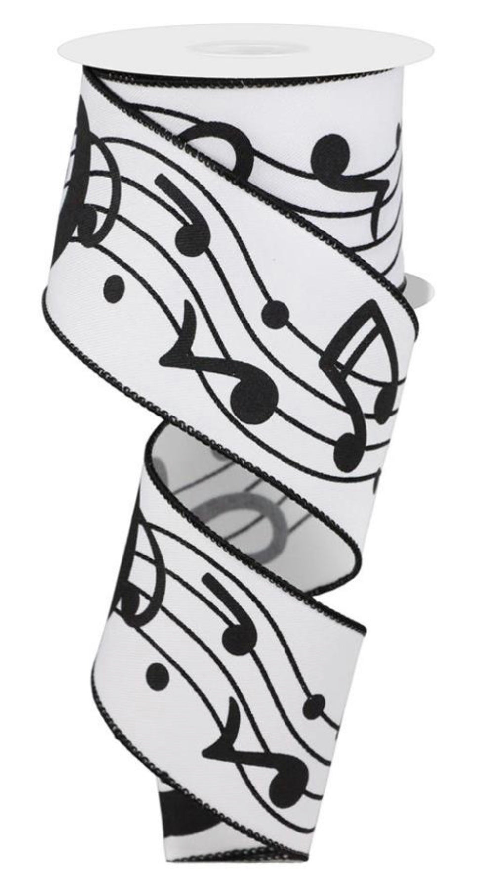 Note With A Ribbon 10 Yards - 2.5” Wired Black and White Music Note Ribbon – foxwreathsupplies