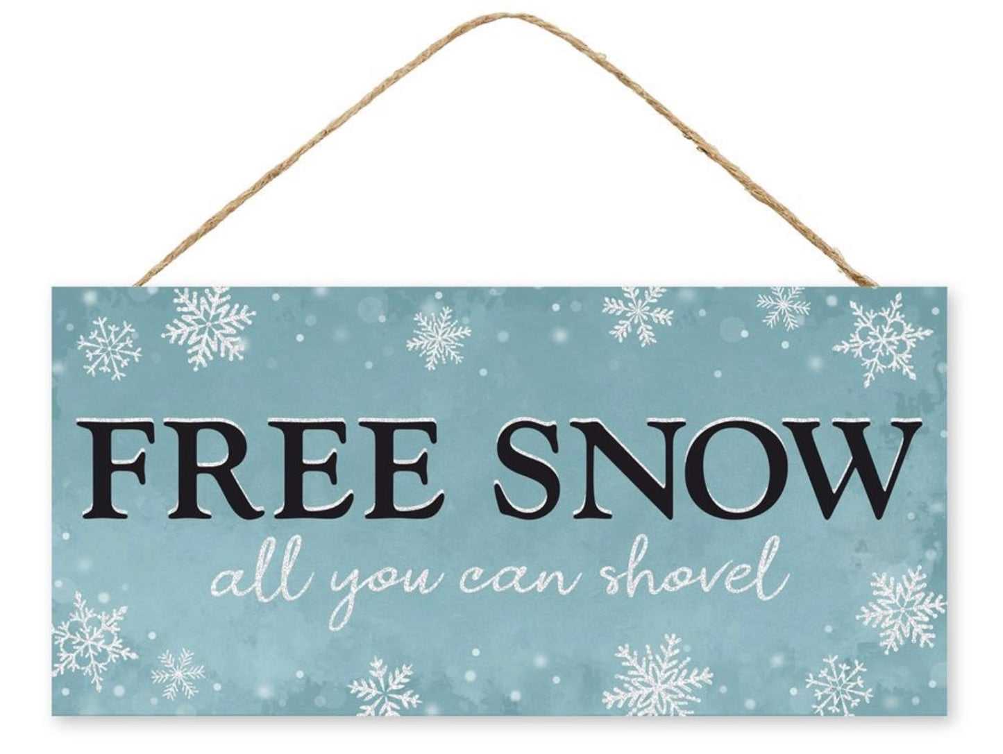 12.5”x6” Free Snow Winter Wreath Sign with Glitter Accent