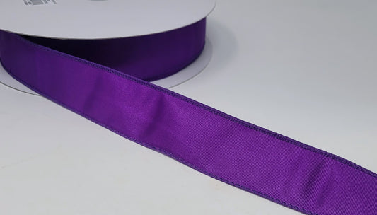 50 Yards - 1.5” Wired Purple Ribbed Satin Ribbon