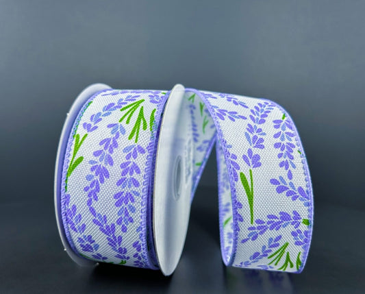 10 Yards - 1.5" Wired Lavender Floral Ribbon