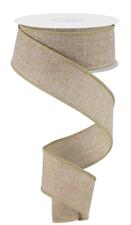 10 Yards - 1.5" Wired Natural Linen Ribbon