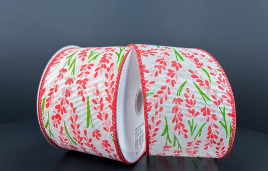 10 Yards - 2.5" Wired Pink Floral Ribbon