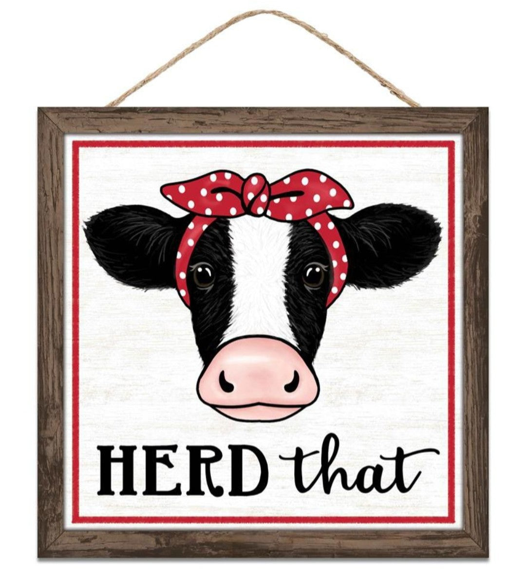 10" Square Herd That Cow Wreath Sign