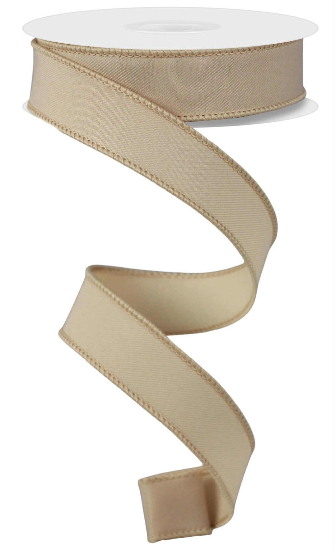 10 Yards - 7/8" Wired Light Beige Ribbon