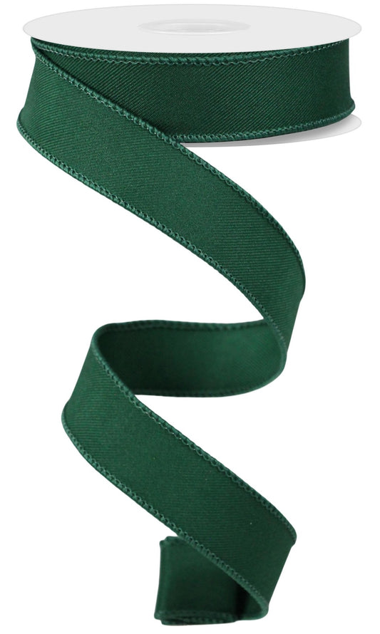 10 Yards - 7/8" Wired Hunter Green Ribbon