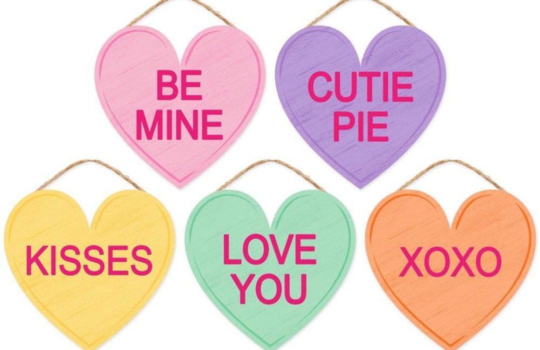 5 Piece Set of 6" Valentines Day Conversation Hearts