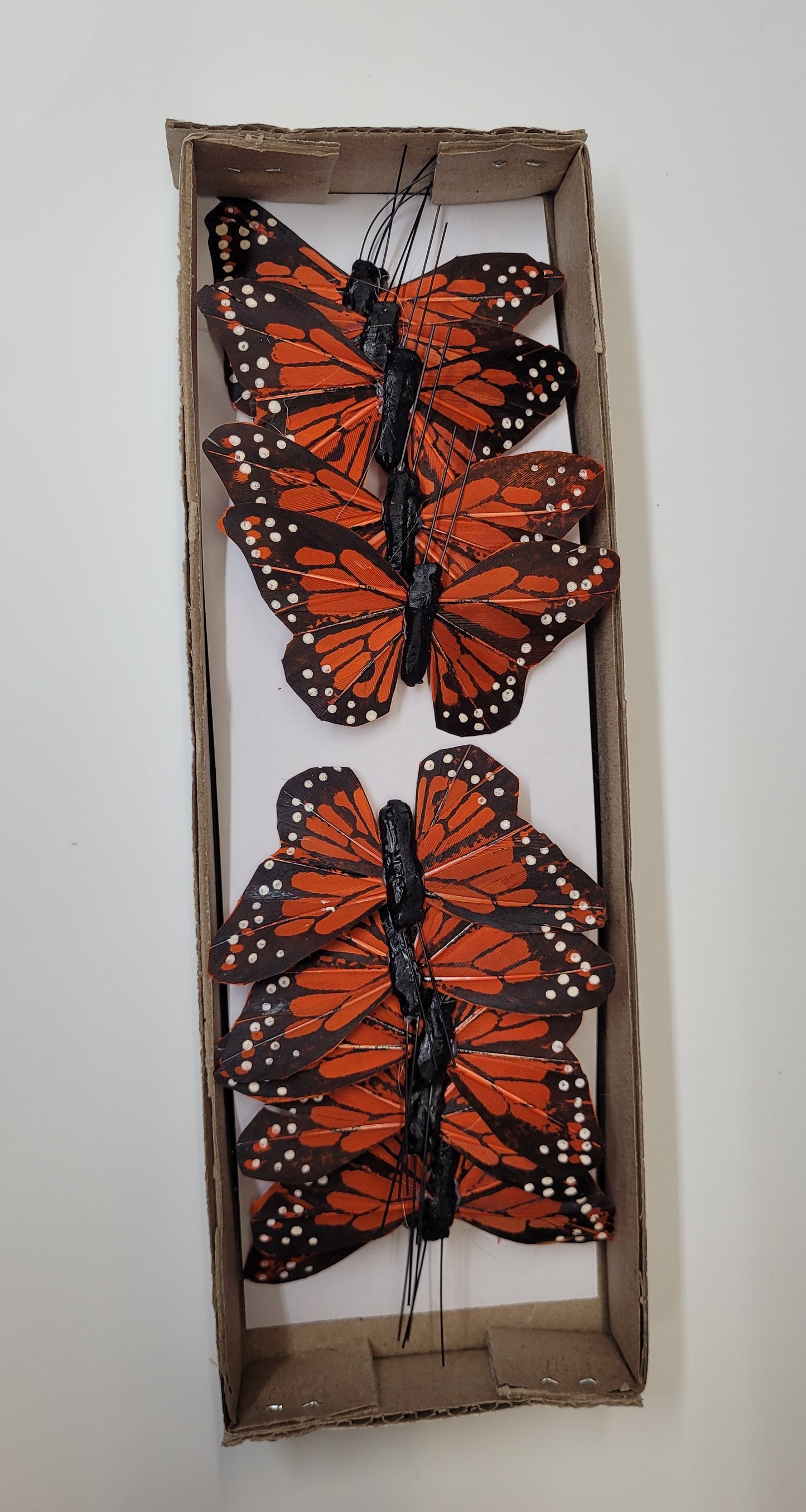 12 Count Dark Orange 3"x2" Monarch Butterflies on Wire Stem - Floral Supplies