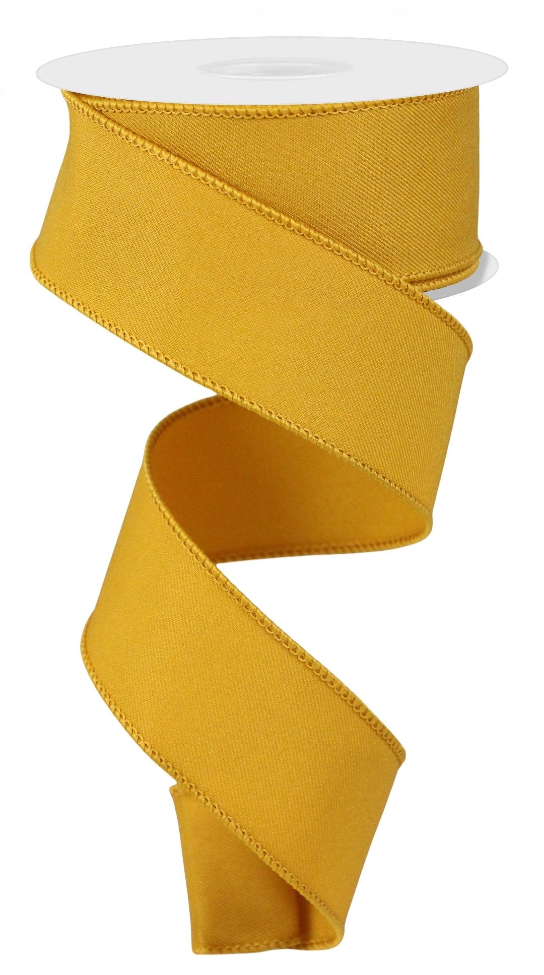 10 Yards - 1.5" Wired Mustard Yellow Ribbon